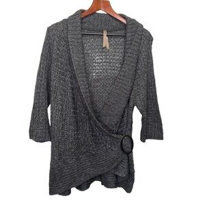 Pennington's Grey Faux Wrap Knit Sweater Size X